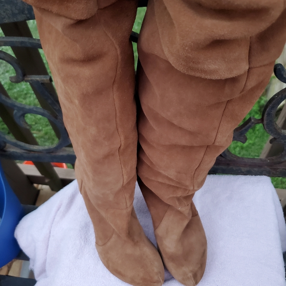 Mojo Moxy Caramel Suede Over the Knee Boots Size 6